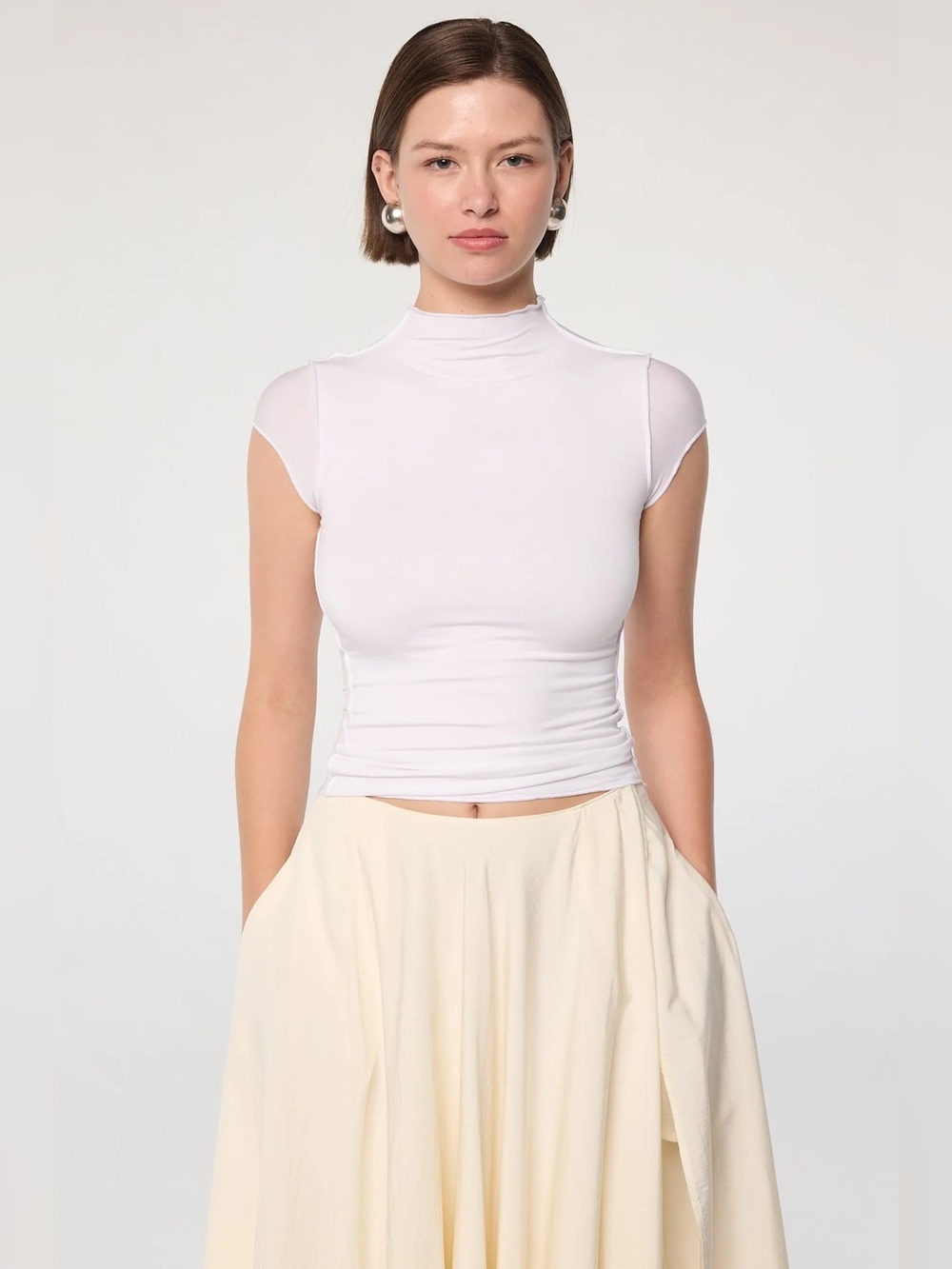 The Line by K Reese Mock Neck Top White
